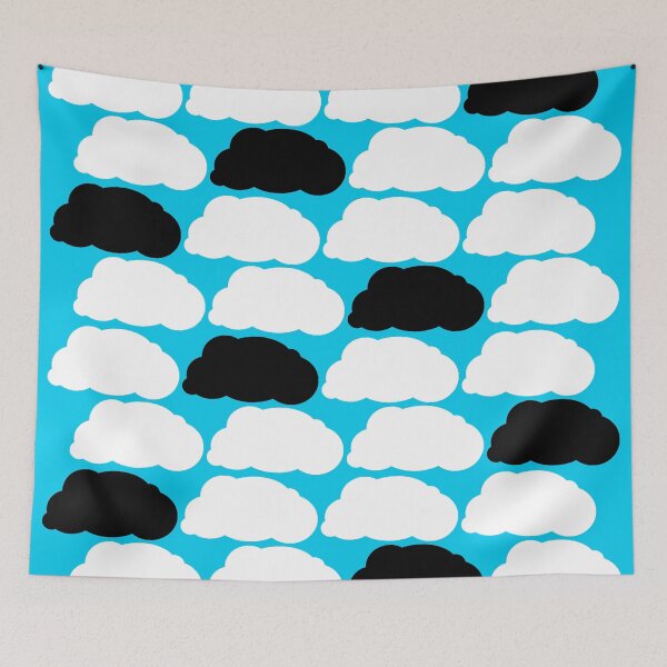 Item preview, Black and White Clouds Pattern - Minimal Sky Grid Design  designed and sold by SergioMiklos.