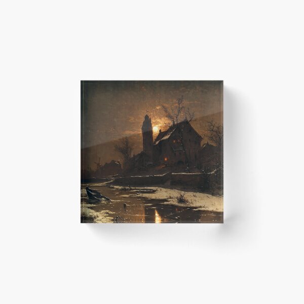 Item preview, Manor House with a Round Castle Tower in the Moonlight - Heinrich Gogarten designed and sold by darkgothicart.