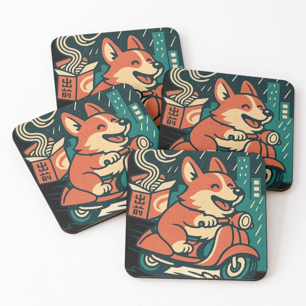 Item preview, Corgi Ramen Delivery Drift Funny Corgi Dog Japanese Retro designed and sold by Bongocomic.