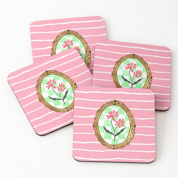 Item preview, Golden Vintage Frame with Flower on Mint Checkerboard designed and sold by papierquarell.