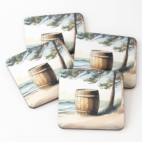 Item preview, Wooden Barrel on Beach designed and sold by CalmnessbyChoice.