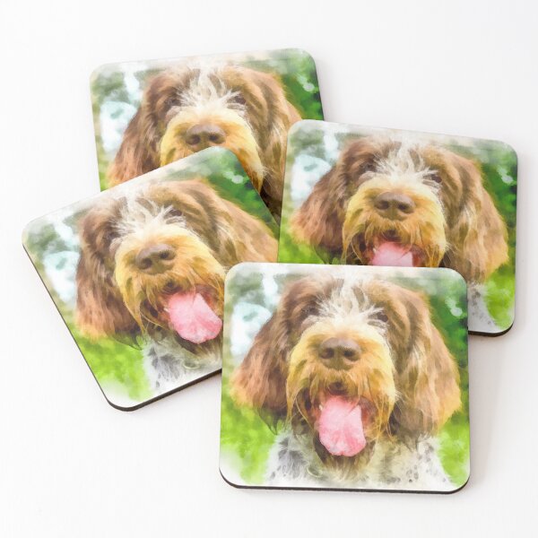 Item preview, Smiling Spinone portrait by heidiannemorris designed and sold by FOLK ART FUSION by heidiannemorris.