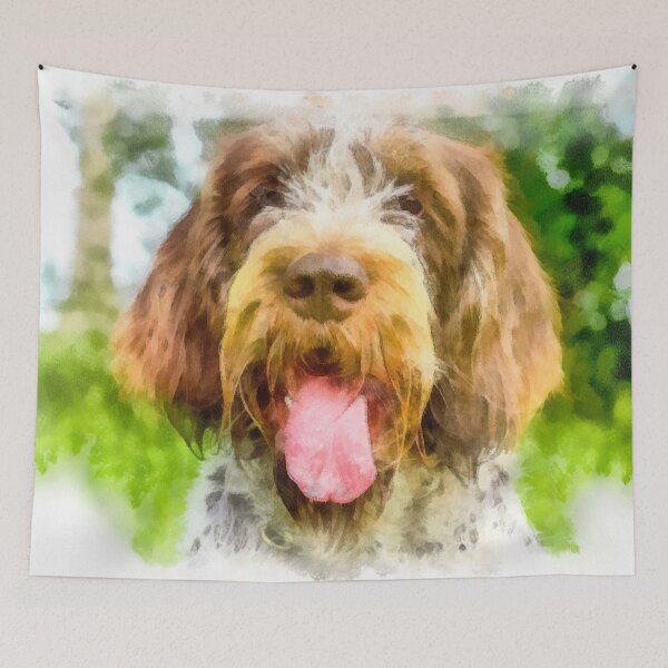 Item preview, Smiling Spinone portrait by heidiannemorris designed and sold by FOLK ART FUSION by heidiannemorris.