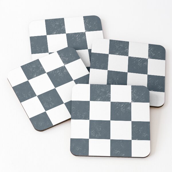 Item preview, Distressed deep sea navy blue and white chess checkerboard pattern designed and sold by PrettywithColor.
