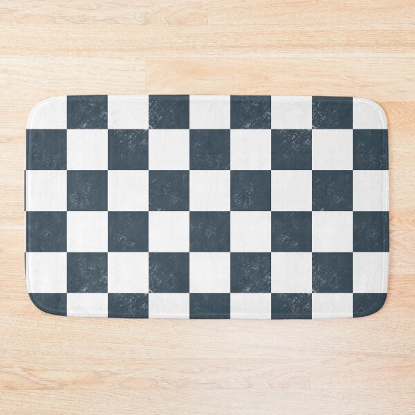 Item preview, Distressed deep sea navy blue and white chess checkerboard pattern designed and sold by PrettywithColor.