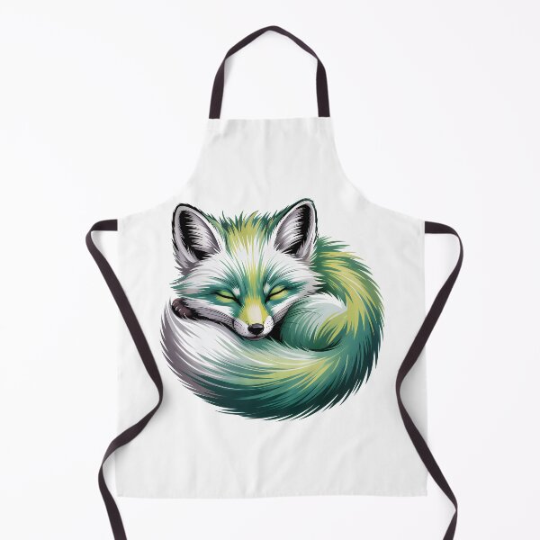 Item preview, Stylized Sleeping Fox: A Serene Green & White Graphic Illustration designed and sold by RudArtAI.