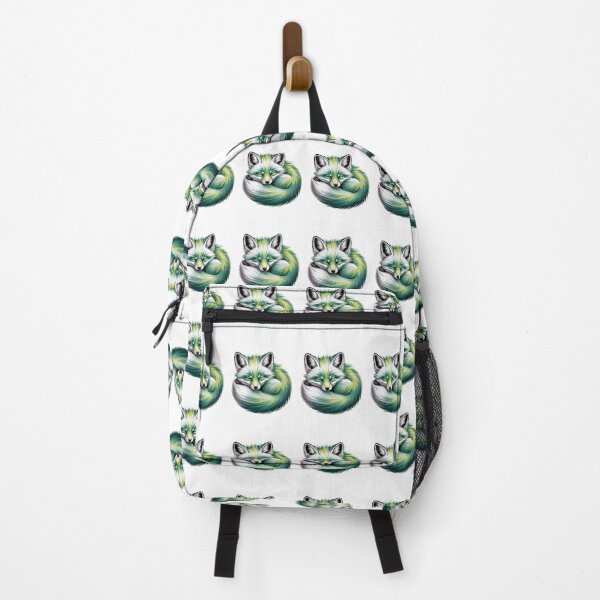 Item preview, Stylized Sleeping Fox: A Serene Green & White Graphic Illustration designed and sold by RudArtAI.