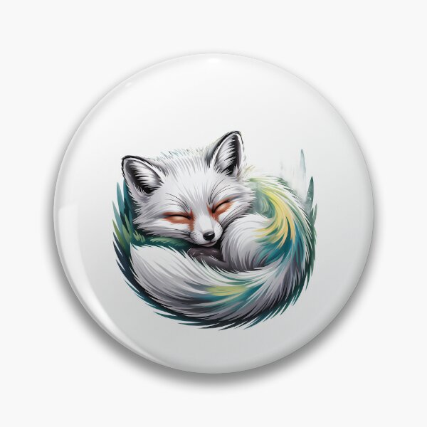 Item preview, Stylized Sleeping Arctic Fox: A Serene Green & Yellow Tail Illustration designed and sold by RudArtAI.