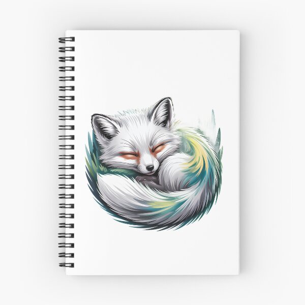 Item preview, Stylized Sleeping Arctic Fox: A Serene Green & Yellow Tail Illustration designed and sold by RudArtAI.