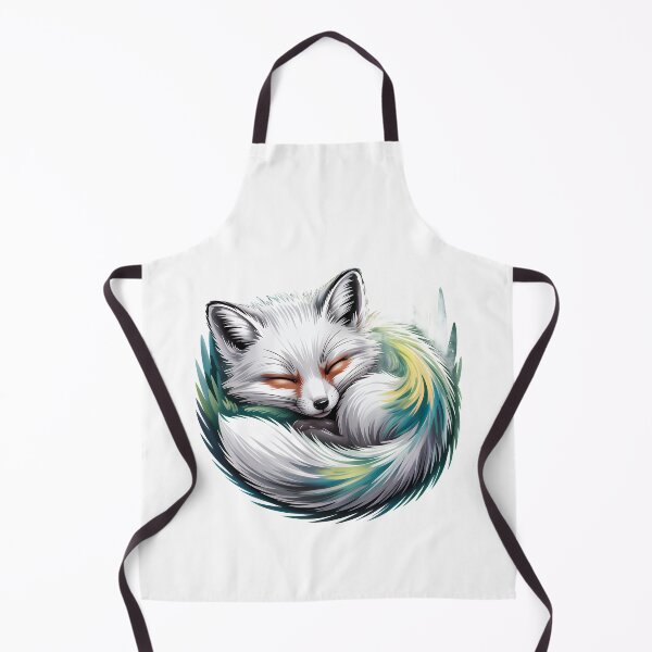 Item preview, Stylized Sleeping Arctic Fox: A Serene Green & Yellow Tail Illustration designed and sold by RudArtAI.
