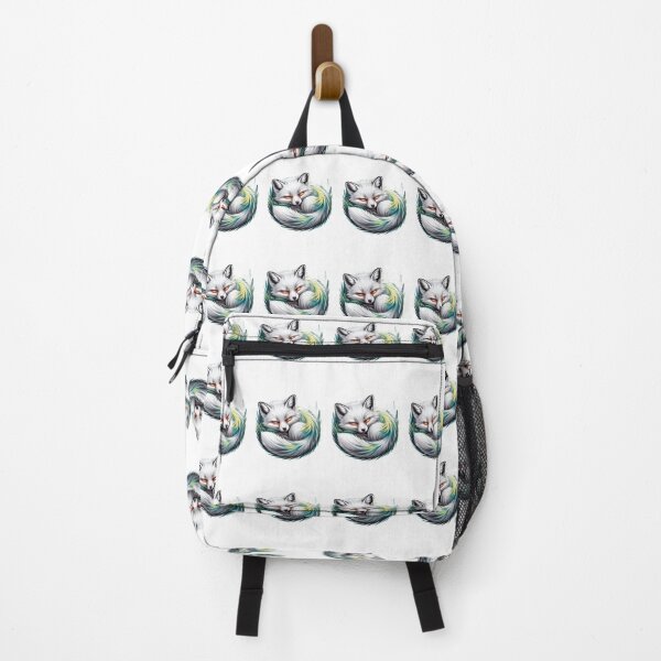 Item preview, Stylized Sleeping Arctic Fox: A Serene Green & Yellow Tail Illustration designed and sold by RudArtAI.