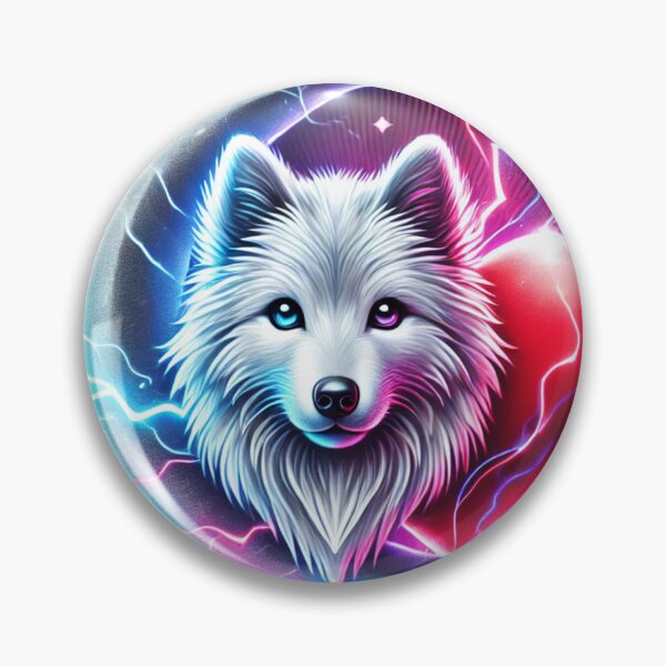 Item preview, Mystical white wolf with red heart and crescent moon designed and sold by Tommandjerry.