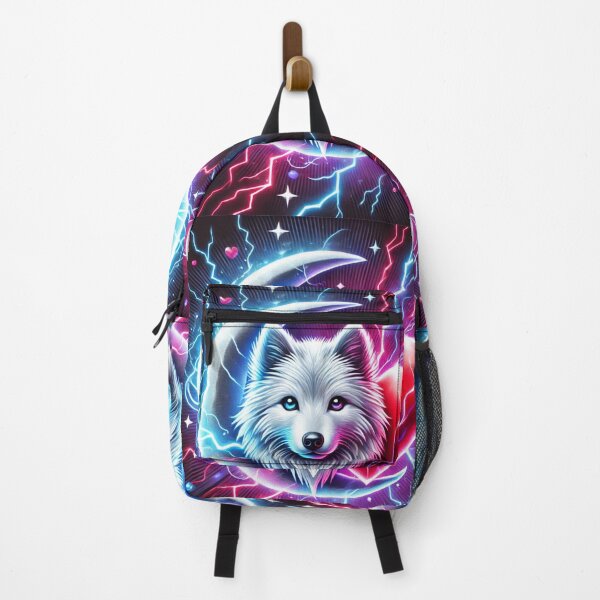 Item preview, Mystical white wolf with red heart and crescent moon designed and sold by Tommandjerry.