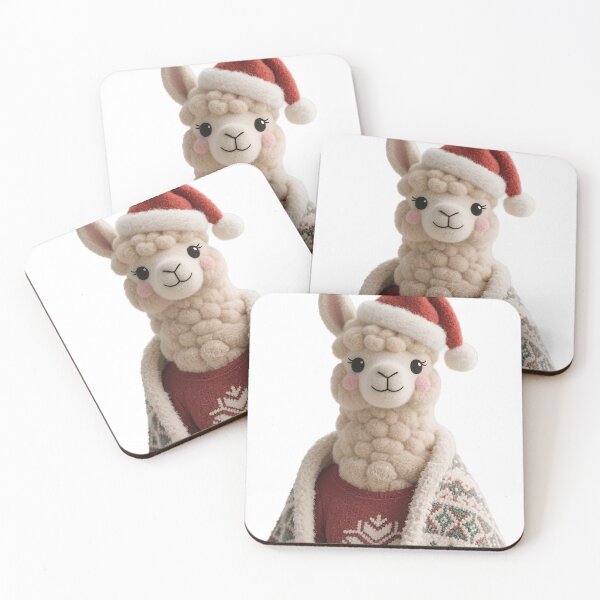 Item preview, Cute Christmas Alpaca Portrait: Festive Llama in Santa Hat & Sweater designed and sold by RudArtAI.