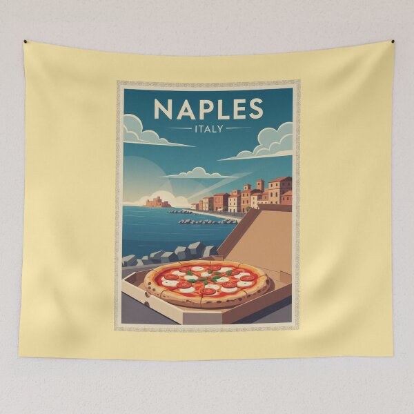 Item preview, Naples Vintage Travel Art - Pizza - Italy designed and sold by Wanderprintt.