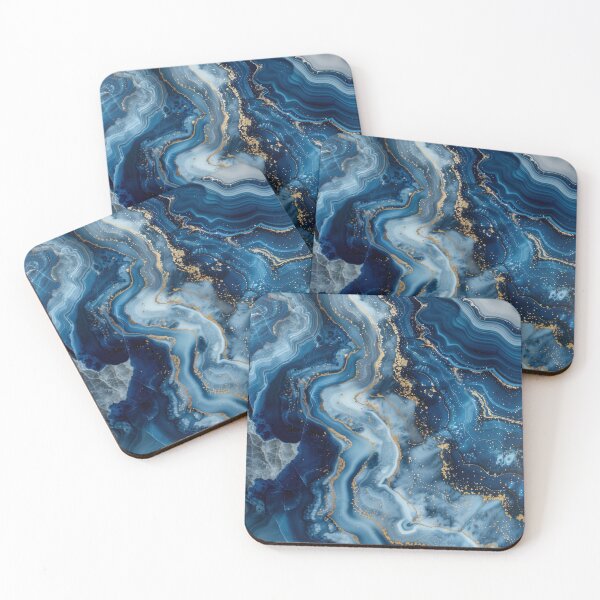 Item preview, Midnight Marble – Navy and Gold Abstract Veins designed and sold by weirdfishes123.