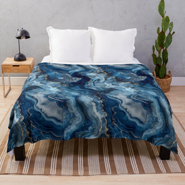 Item preview, Midnight Marble – Navy and Gold Abstract Veins designed and sold by weirdfishes123.