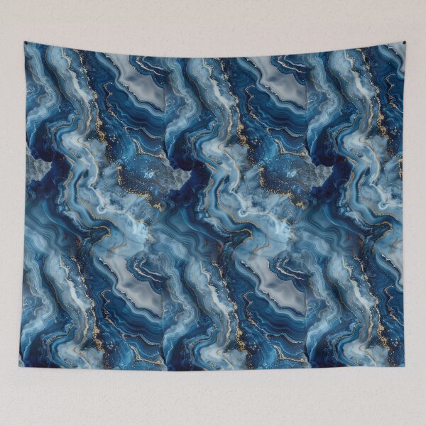 Item preview, Midnight Marble – Navy and Gold Abstract Veins designed and sold by weirdfishes123.
