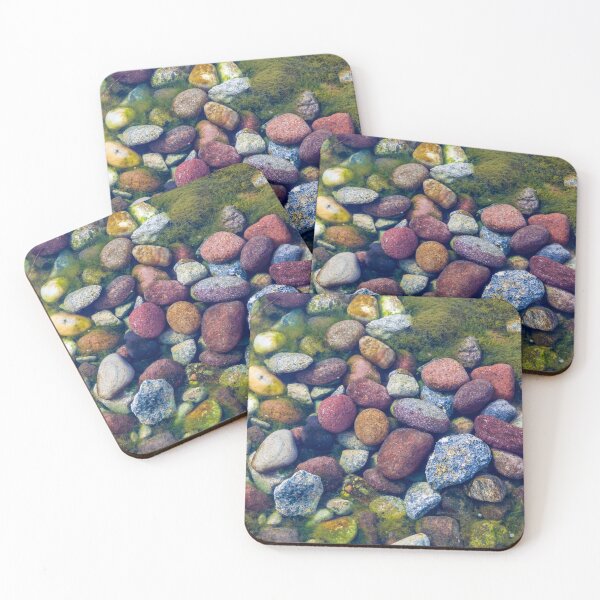 Item preview, Colorful Riverbed Stones Beneath Clear Water with Mossy Accents designed and sold by Nmallia.