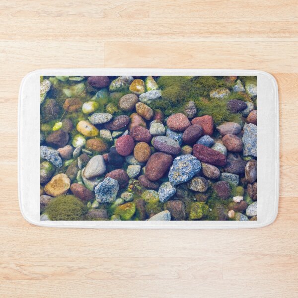 Item preview, Colorful Riverbed Stones Beneath Clear Water with Mossy Accents designed and sold by Nmallia.