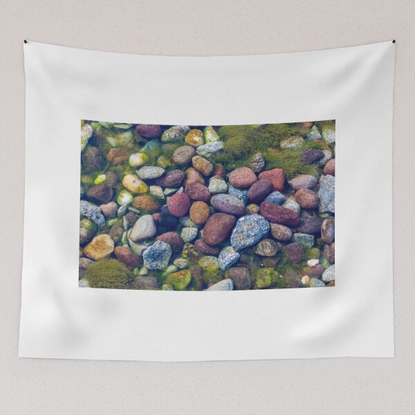 Item preview, Colorful Riverbed Stones Beneath Clear Water with Mossy Accents designed and sold by Nmallia.