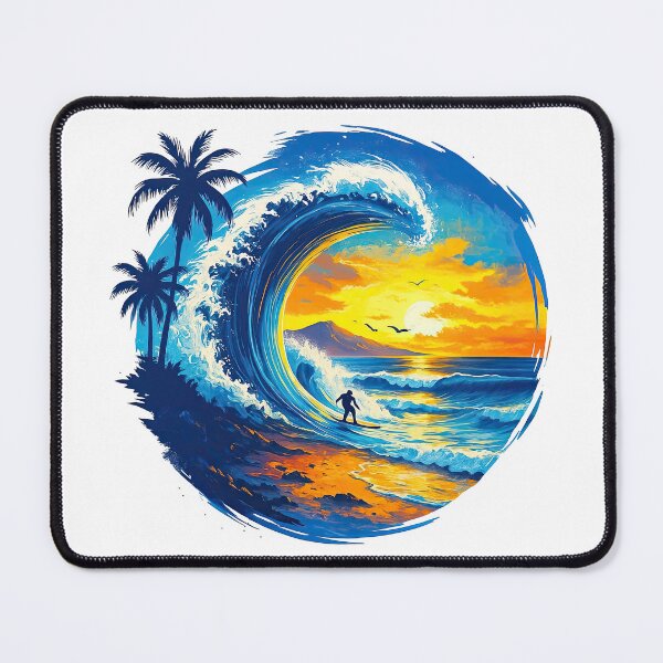 Item preview, Surfer Riding Ocean Wave at Sunset Artwork  designed and sold by ArtfulWeave.