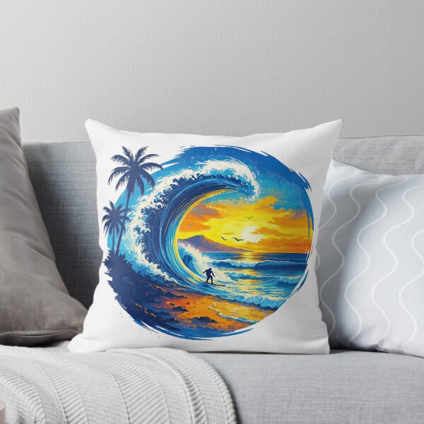 Item preview, Surfer Riding Ocean Wave at Sunset Artwork  designed and sold by ArtfulWeave.