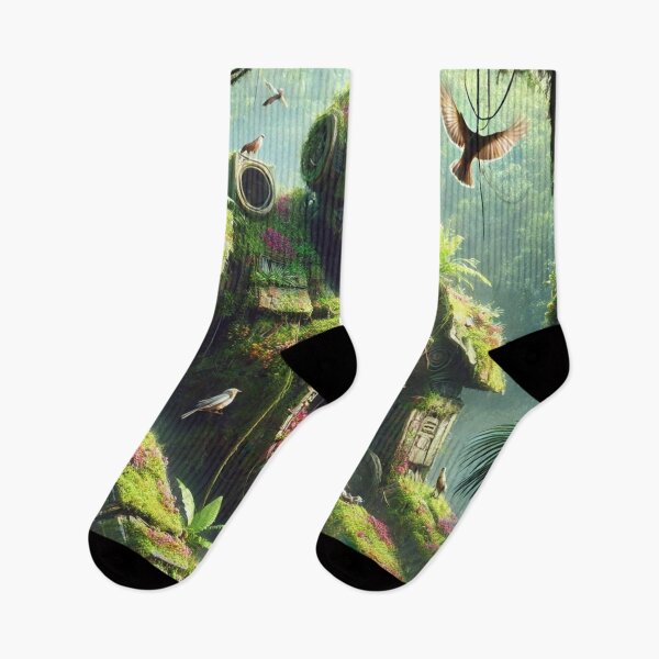 Item preview, A giant robot overgrown by nature in a lush jungle designed and sold by Tommandjerry.