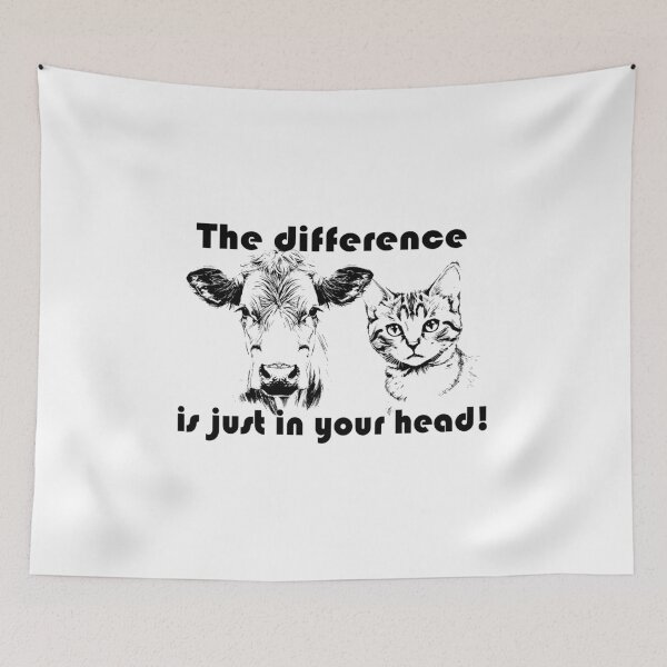 Item preview, The difference is just in your head (cat/cow) designed and sold by MeerkatArt.