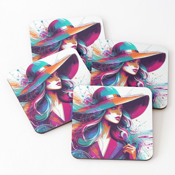 Item preview, Illustration of a woman with a large hat in vibrant colors. designed and sold by BenCoStyle.