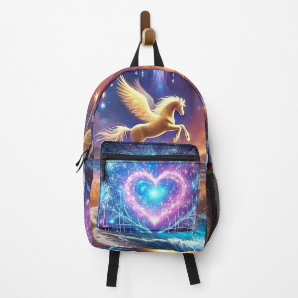 Item preview, Golden Pegasus beneath a cosmic heart in a fairy-tale world designed and sold by Tommandjerry.