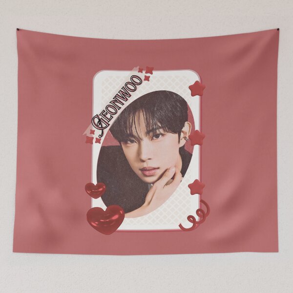 Item preview, ALPHA DRIVE ONE (ALD1) Geonwoo (Kim Geon Woo) (김건우) Global KPOP Boy Group Card Red Aesthetic Collage Design designed and sold by AJUNICE STUDIO.