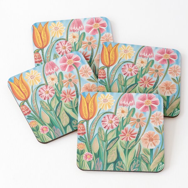 Item preview, Whimsical Watercolor Flower Garden – Vibrant Floral Illustration with Tulips and Blooms designed and sold by VividOrganica.
