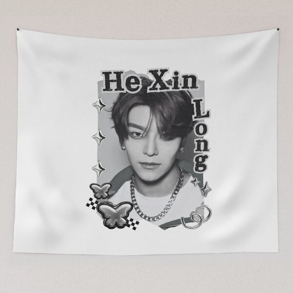 Item preview, ALPHA DRIVE ONE (ALD1) He Xin Long (贺鑫隆) (Xinlong) (씬롱) Global KPOP Boy Group Black and White Collage Digital Art Portrait designed and sold by AJUNICE STUDIO.