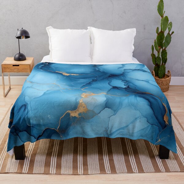 Item preview, Blue Marble Ink Ocean Gold Veins Fluid Abstract Luxury Stone Texture designed and sold by MysticMarble.