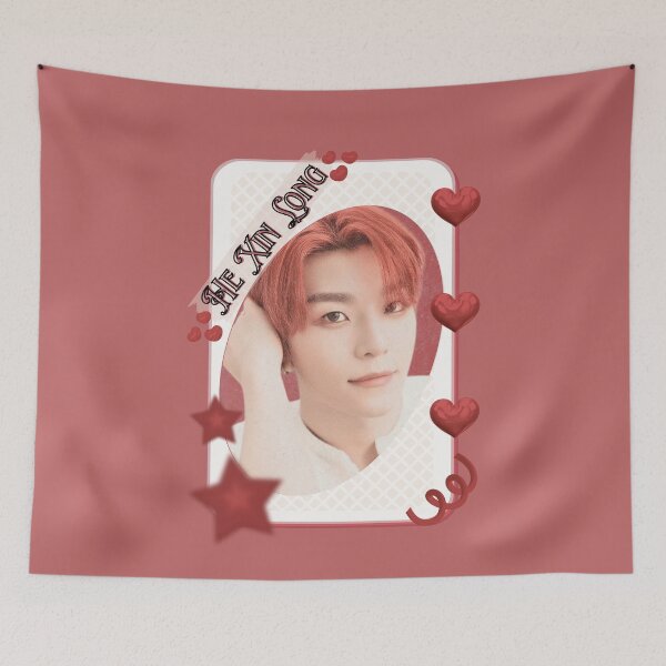 Item preview, ALPHA DRIVE ONE (ALD1) He Xin Long (贺鑫隆) (Xinlong) (씬롱) Global KPOP Boy Group Card Red Aesthetic Collage Design designed and sold by AJUNICE STUDIO.