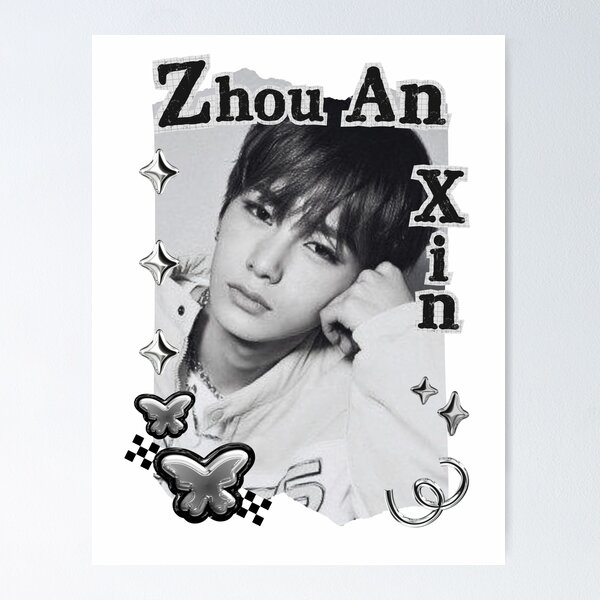 Item preview, ALPHA DRIVE ONE (ALD1) Zhou An Xin (周安信) (Anxin) (안신) Global KPOP Boy Group Black and White Collage Digital Art Portrait designed and sold by AJUNICE STUDIO.