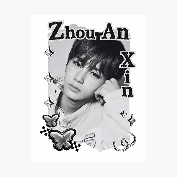 Item preview, ALPHA DRIVE ONE (ALD1) Zhou An Xin (周安信) (Anxin) (안신) Global KPOP Boy Group Black and White Collage Digital Art Portrait designed and sold by AJUNICE STUDIO.