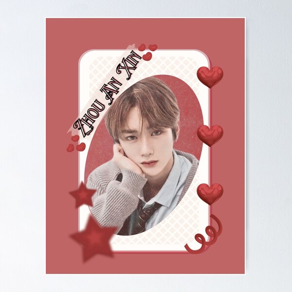 Item preview, ALPHA DRIVE ONE (ALD1) Zhou An Xin (周安信) (Anxin) (안신) Global KPOP Boy Group Card Red Aesthetic Collage Design designed and sold by AJUNICE STUDIO.