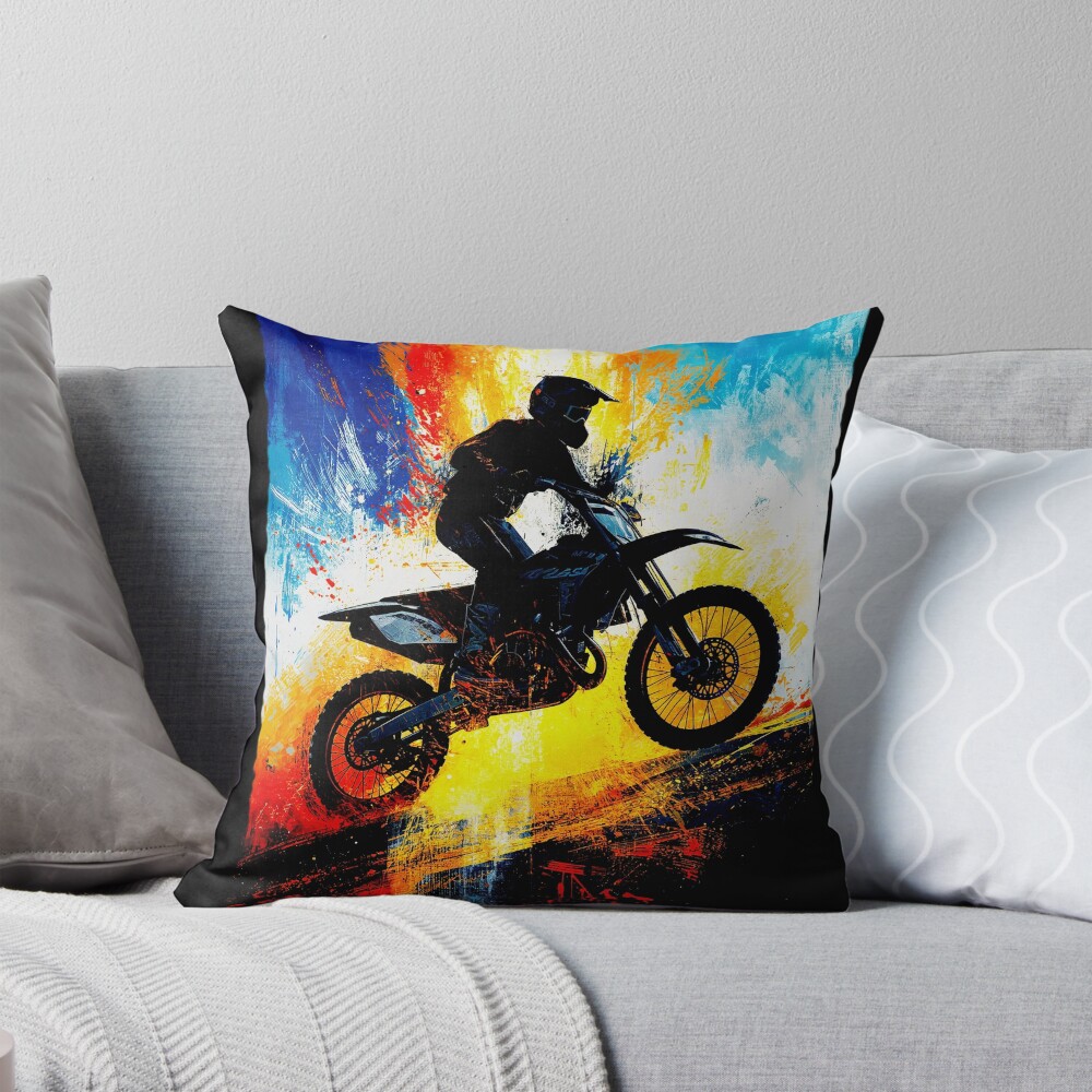 Motocross Rider Art: One Design, On Everything — Throw Pillow