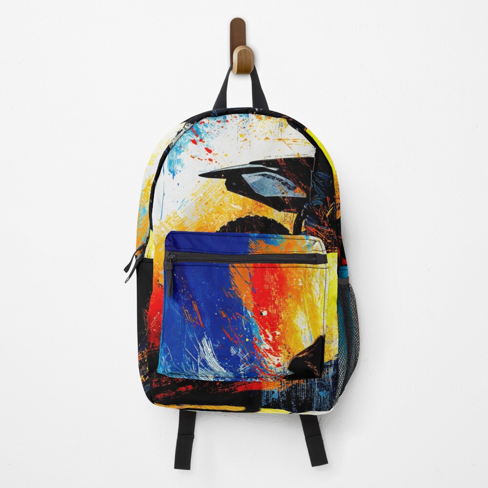 Motocross Rider Extreme Sports - Abstract Colorful Action Silhouette Art on a backpack
