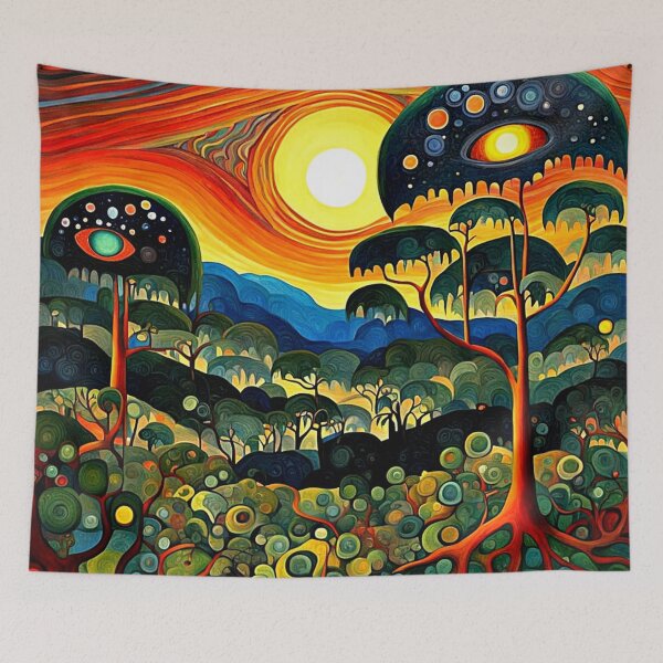 Item preview, Sunset over forest landscape designed and sold by George Hutton Hunter.