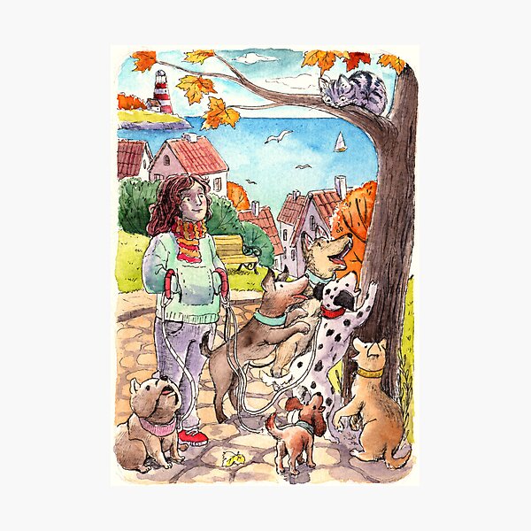 Item preview, Inktober 24 Rowdy dogs watercolor designed and sold by Gaia Marfurt.