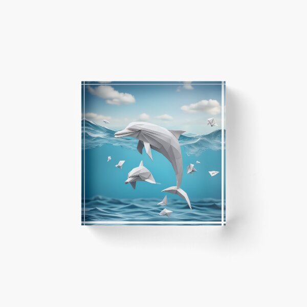 Item preview, Origami Art - Aquatic Ballet: Dolphins Leaping in the Ocean Symphony designed and sold by ArtfulFolds.