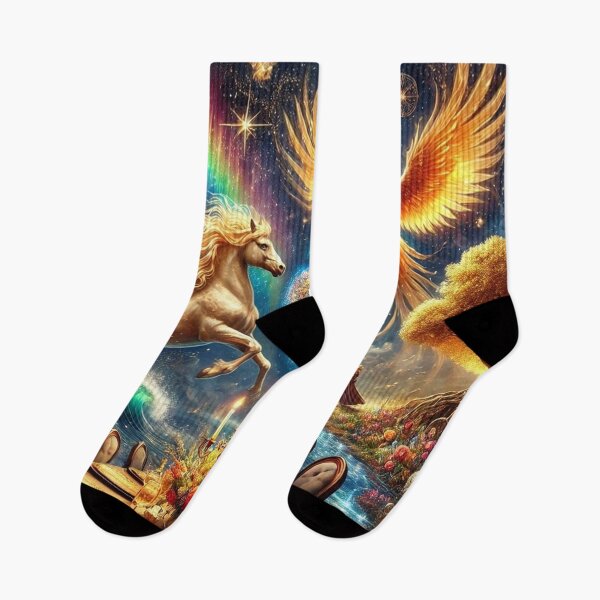 Item preview, A blazing phoenix and a golden horse at a celestial banquet designed and sold by Tommandjerry.