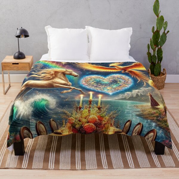 Item preview, A blazing phoenix and a golden horse at a celestial banquet designed and sold by Tommandjerry.