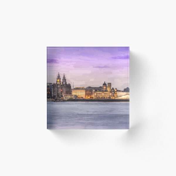 Panoramic Liverpool cityscape oil painting effect Acrylic Block