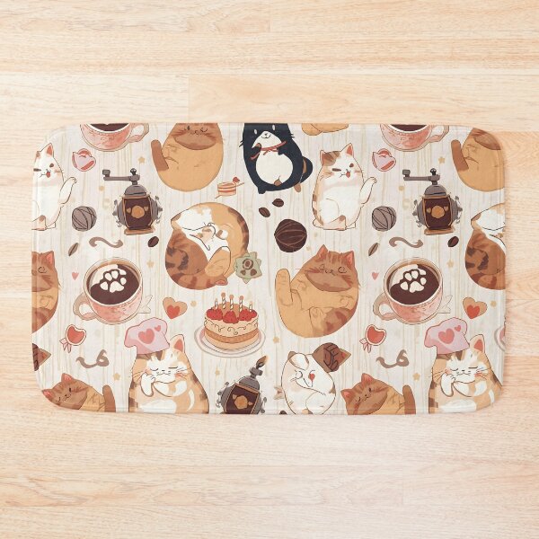 Item preview, Adorable Kawaii Cat Cafe Seamless Pattern with Coffee and Cakes designed and sold by MoonlitDoodles1.