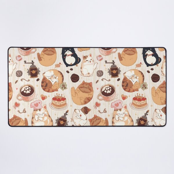 Item preview, Adorable Kawaii Cat Cafe Seamless Pattern with Coffee and Cakes designed and sold by MoonlitDoodles1.