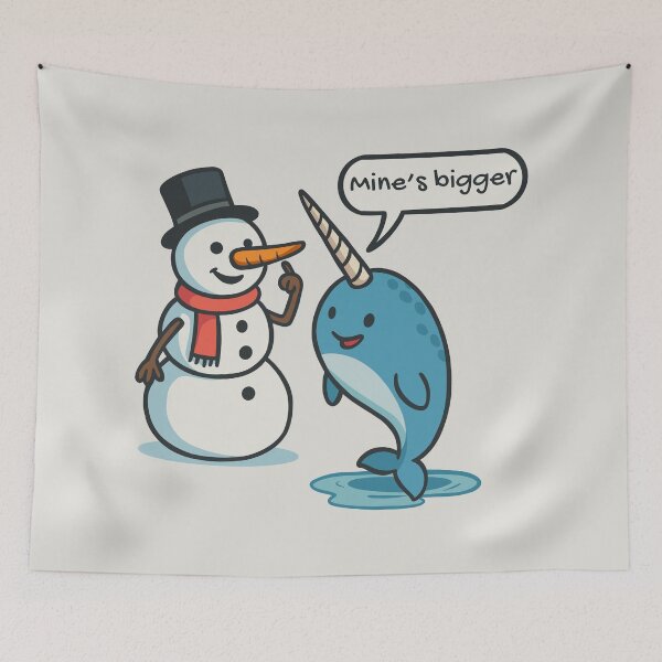 Item preview, Snowman and Narwhal Comparing Horns designed and sold by Ghost on Toast.